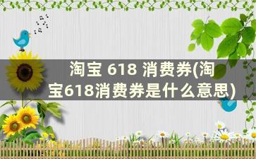 淘宝 618 消费券(淘宝618消费券是什么意思)